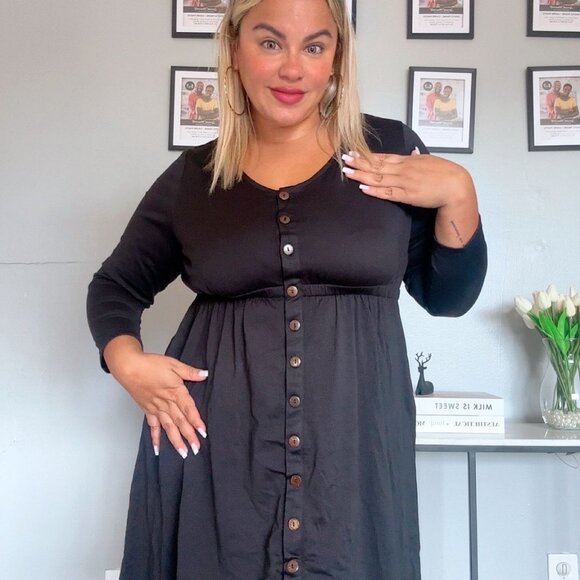 Dress Button Down Long Sleeve Crew Neck In Black Plus Size XL NEW 2026 - Picture 4 of 13
